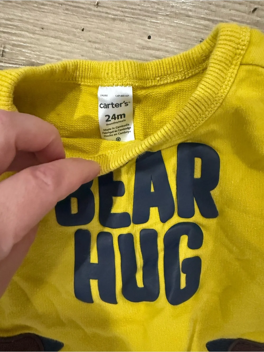 Toddler Yellow 'Bear Hug' Sweatshirt and Navy Jogger Set